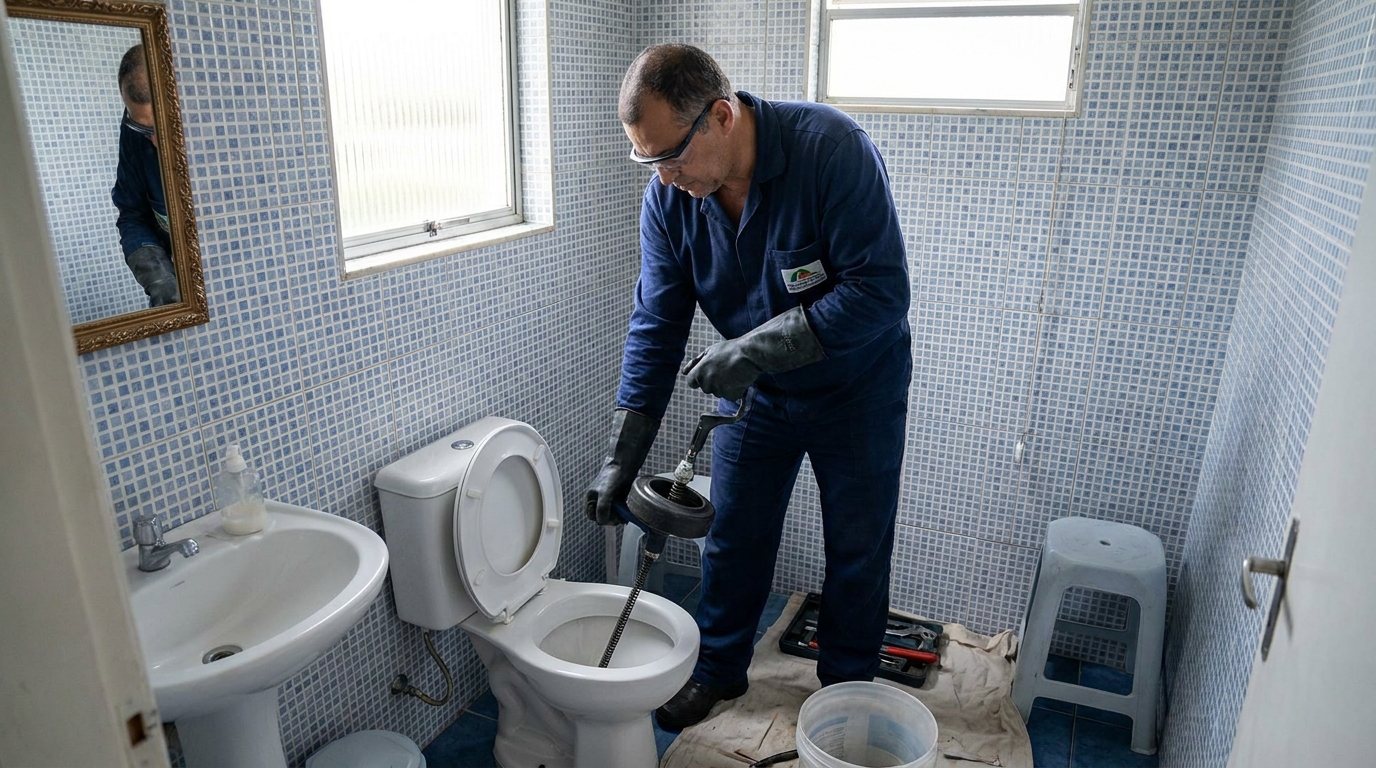Desentupimento de vaso sanitário profissional em Santos‑SP
